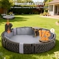 thumbnail image 5 of FUNTOK 47x47" Sandbox with Cover, Plastic Sand Box for Kids with 3 Removable Seats, Kid Outdoor Sandbox with Lid, Deep-Wall Design to Minimize Spills for Backyard Lawn Beach, 5 of 8