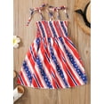 thumbnail image 3 of Bagilaanoe 4th of July Dress for Toddler Baby Girl  Independence Day Star Stripe Print Sleeveless Pleated Sling Dress, 3 of 8