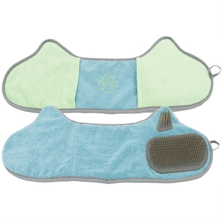 UPC: 0810051332971 | Pet Life ®  Bryer  2-in-1 Hand-Inserted Microfiber Pet Grooming Towel and Brush