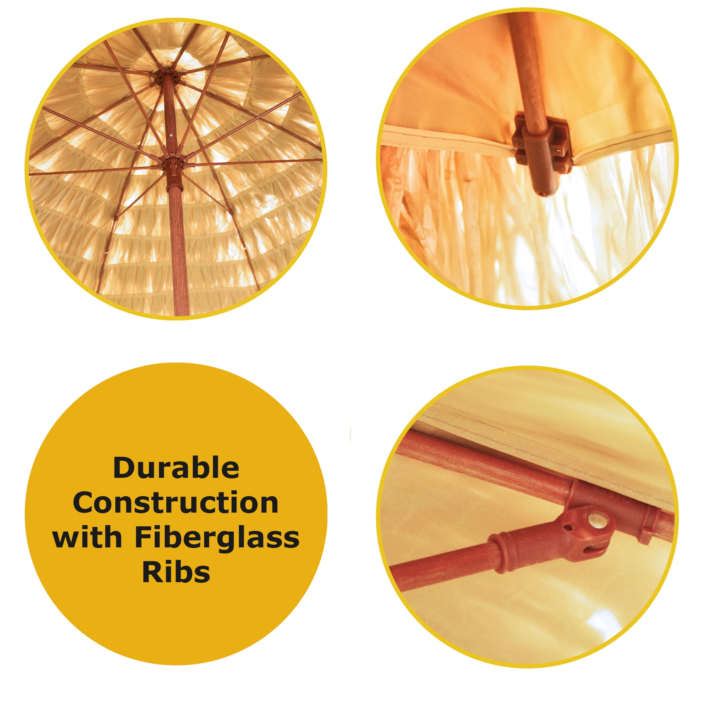 Backyard X-Scapes Tan Tiki Thatch Patio Umbrella for Outdoors 9.5 ft D