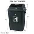 thumbnail image 4 of Saedy 4 Pack 40 Liter Swing Lid Trash Cans, Large Gray Plastic Waste Bins, 4 of 7
