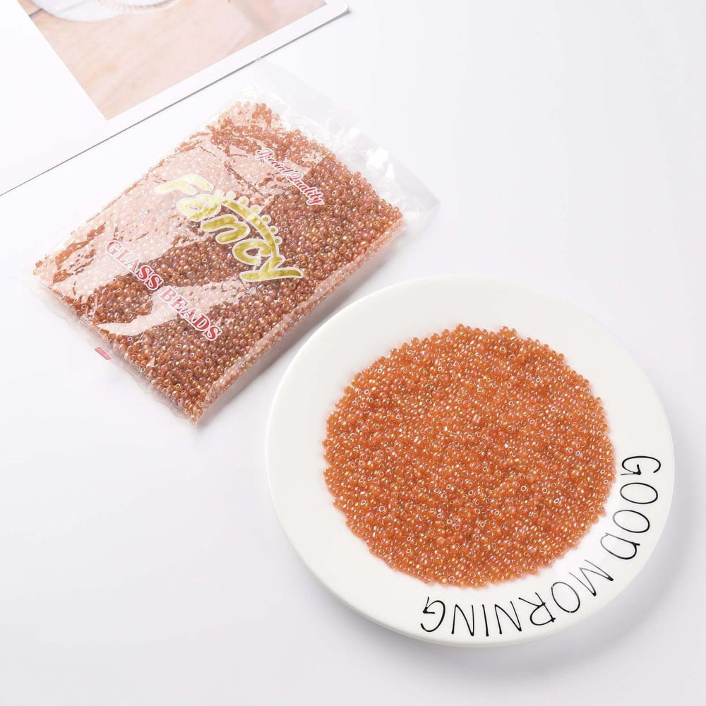 Round Glass Seed Beads Transparent Colours Rainbow Round Gold 6/0 4mm Hole: 1.5mm about 4500pcs/pound