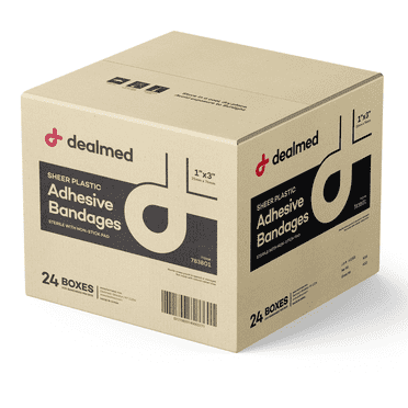 Dealmed Adhesive Bandages, Sheer, 1" x 3", 100 Count (24 Pack)