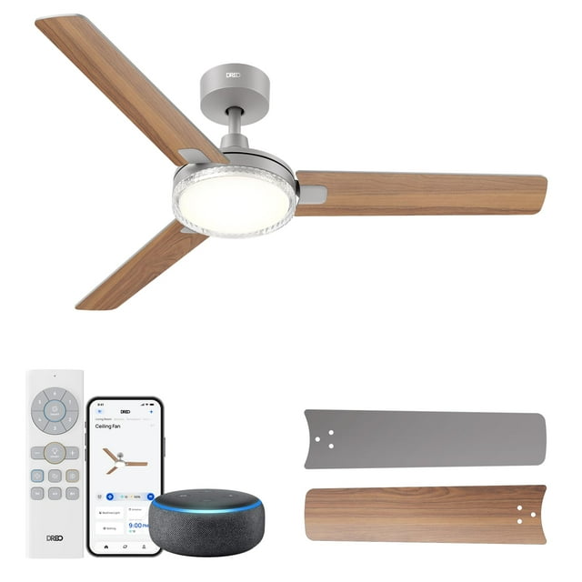 Ventilador de techo Dreo Smart 132 cm con luces de 12 velocidades, color gris