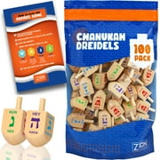 Zion Judaica Bulk Pack Wood Dreidels Medium Bulk-Pack Wooden Hanukkah Dreidles in Ziplock Bag Chanukah Fun Game Hanukah Spinning Tops (100 Pack)