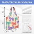 thumbnail image 3 of Single Shoulder Commuter Canvas Bag Large Capacity Can Be Carried Or Shoulder Storage For Daily Shopping Trips Whimsical Polka Dot And Striped Ribbon Bow Pattern, 3 of 7