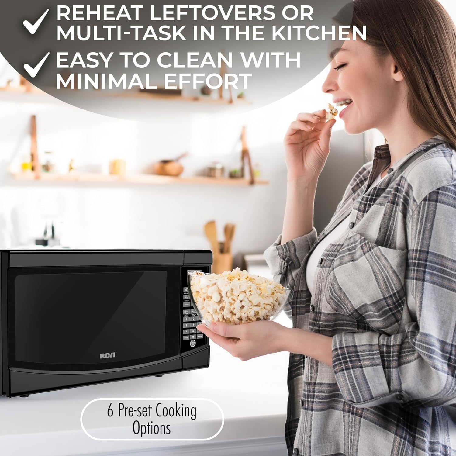RCA 0.7 Cu. Ft. Microwave Oven - Small Microwave Oven Compact Microwave Ovens for Small Spaces, Countertop, Apartment 700 Watt Microwave - Black
