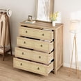 thumbnail image 3 of Bingirl Commode pour Chambre Commode en Rotin 37 Po de Hauteur Commode pour Garde-Robe avec 4 Tiroirs en Rotin Table de Nuit Bohème pour Bureau à Domicile, 3 of 7
