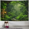 thumbnail image 2 of BCIIG  Forest Tapestry Nature Tree Cave Tapestry Wall Hanging Misty Forest Tapestry Stream Through Rainforest Tapestry Landscape Wall Tapestry Jungle Creek Psychedelic Tapestry for Living Room, 2 of 7