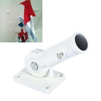 Wall Mount Adjustable Holder Bracket White Metal Flag Pole Windsock Base With Screws, Wall Mounted Flag Holder, Flag Bracket