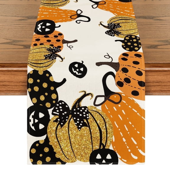 Smile Halloween Jack-O-Lantern Pumpkin Table Runner 13 x 72 Inch