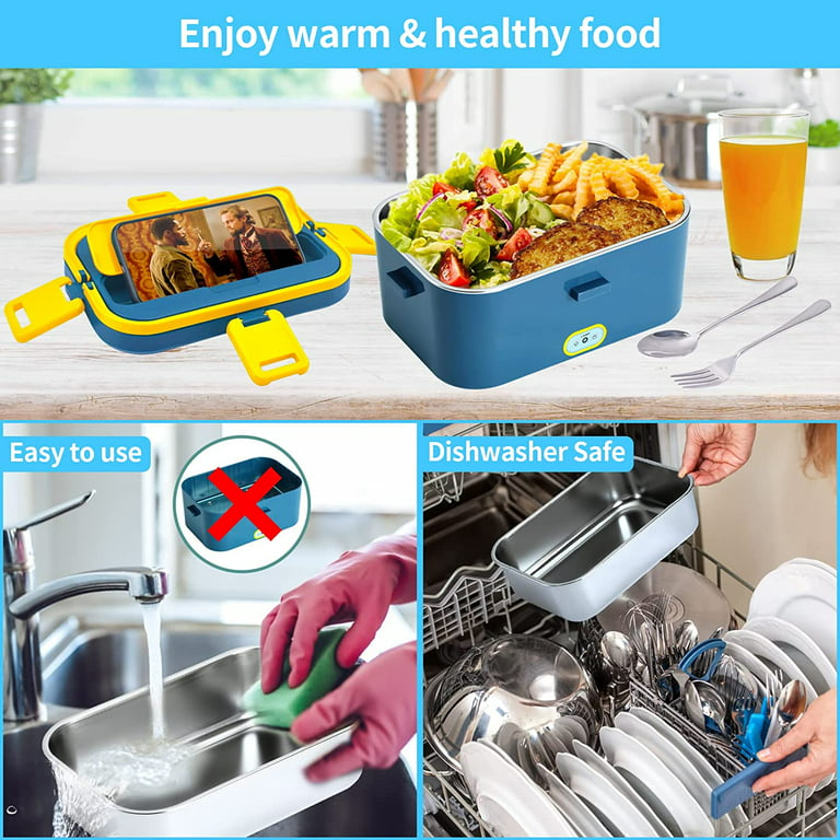 YISSVIC Electric Lunch Box for Car/Truck and Work 12V 24V 110V Portable  Food Warmer Heater with Removable Stainless Steel Container Includes 2  Compartments – YISSVIC