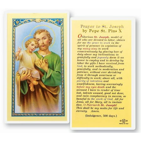 

Saint Joseph Prayer of Pope Pius X Laminated Catholic Prayer Holy Card with Prayer on Back Pack of 25