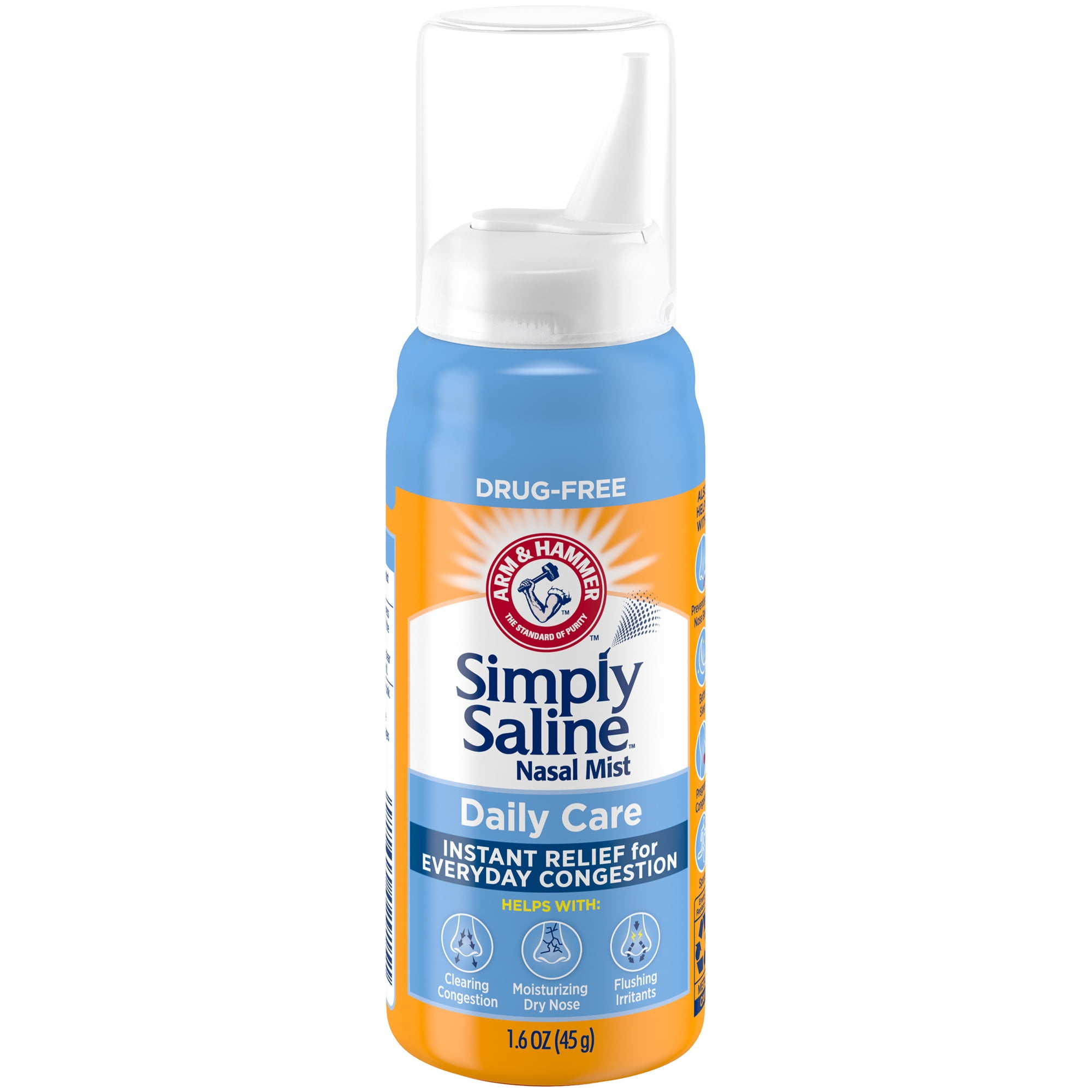 ARM & HAMMER Simply Saline Nasal Care Daily Mist 1.6oz – Instant Relief for Every Day Congestion – One 1.6oz Bottle