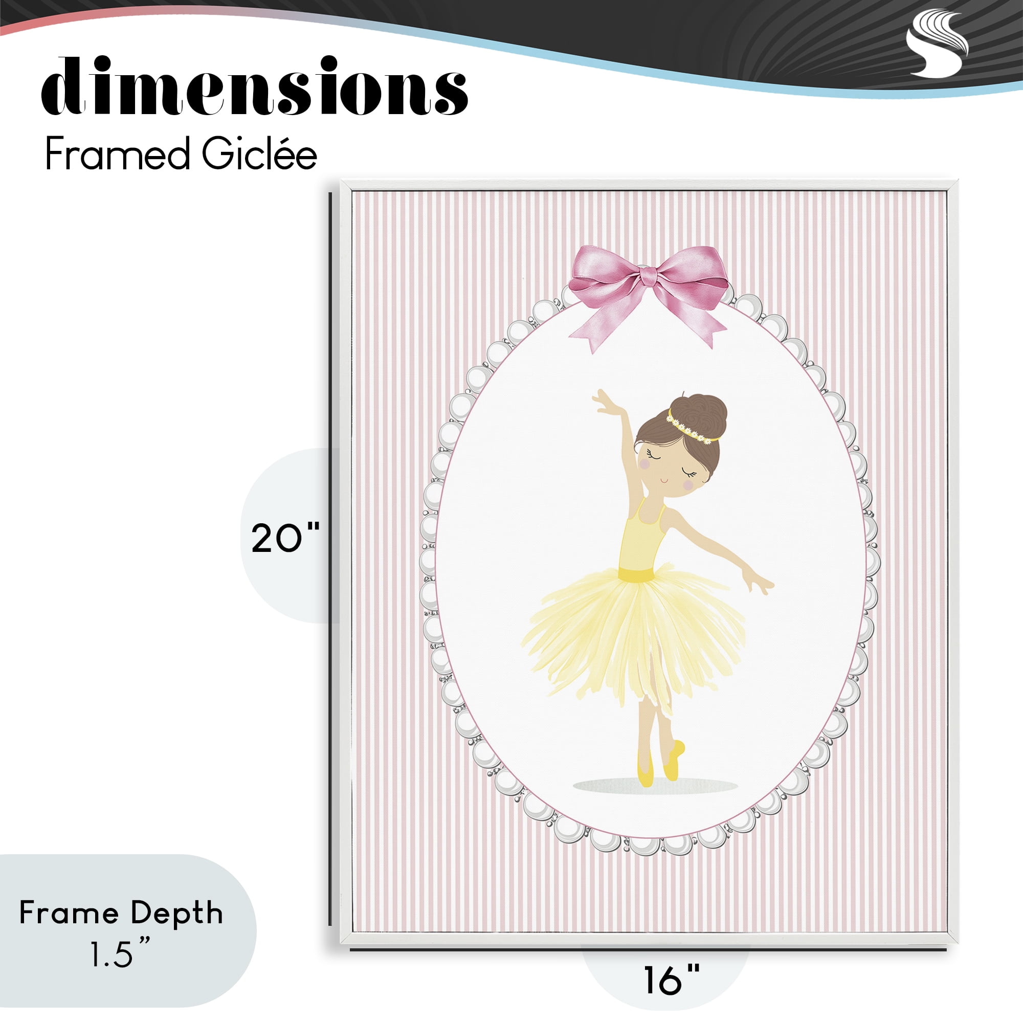 Stupell Industries Dainty Dance on Stripes White Framed Giclee Art, design by Christine Simpson Art