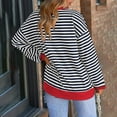 thumbnail image 3 of YUGYXL Striped Henley Shirts for Women Fall Winter Long Sleeve Blouses Y2K Comfy Pullover Sweatshirt Black S, 3 of 5