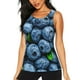 thumbnail image 1 of Balery Fresh Blueberries Camiseta sin mangas estampada ligera para mujer, tops de entrenamiento sin mangas, camisetas de yoga transpirables de secado rápido.-X-Large, 1 of 7