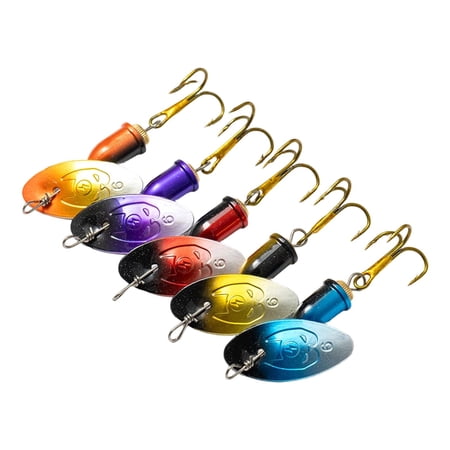 5pcs Glitter Fish Hooks Fishing Lures with Treble Hook Metal Spoon Blade Hard Bait for Freshwater Saltwater Trout Bass Salmon Fishing Tackle