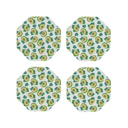 

Honeii Avocado Sleeping Print Leather Coaster Set of 4 Ideal for Safeguarding Your Furniture from Drinks Spills and Effortless Cleanup-Octagon