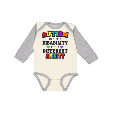 Inktastic Autism is not a Disability it s a Different Ability Boys or Girls Long Sleeve Baby Bodysuit
