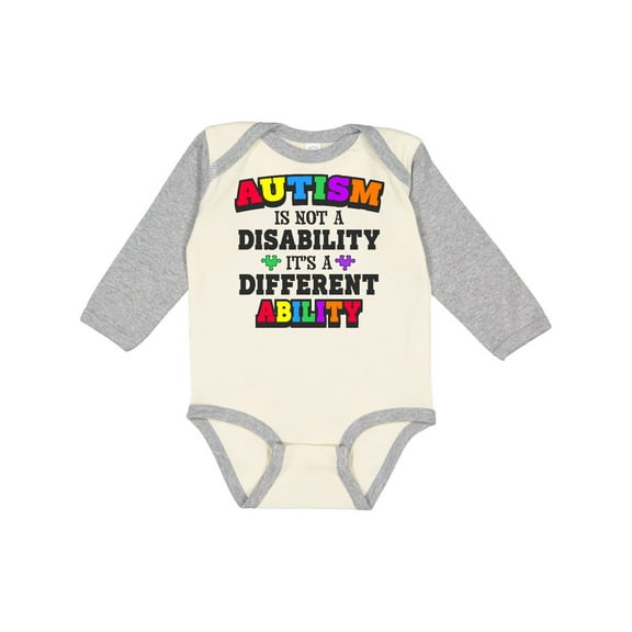 Inktastic Autism is not a Disability it's a Different Ability Boys or Girls Long Sleeve Baby Bodysuit