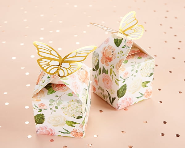 20 Romantic Butterfly Printed Wrap Boxes Wedding Favors 