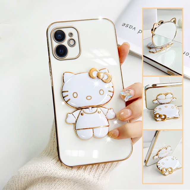 Motorola Moto G9 G60 G50 G52 G22 G30 Power Plus Play 5G Funda Celular Suave Para De Cartoon Anime Cats Mirror Folding Bracket