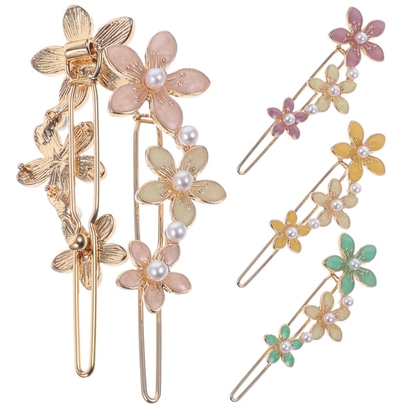 ETHZZLE 4-Pack Small Hair Barrettes for Thick Hair, Elegant Alloy Flower Design Hair Clips for Women and Girls