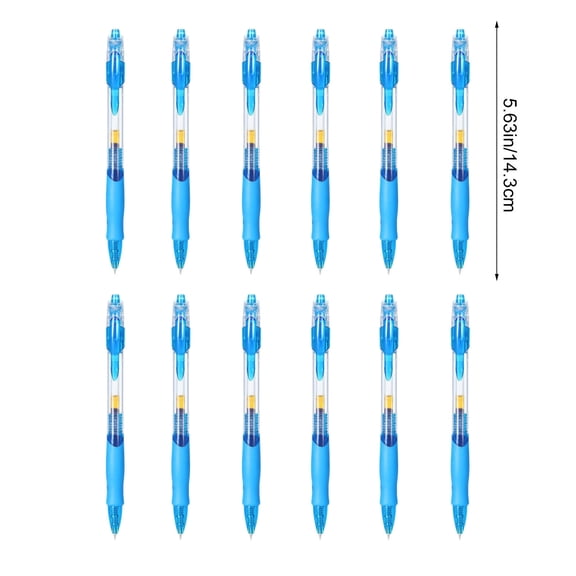 12 Pack Classic Retractable Blue Gel Pens, 0.5mm Fine Tip 2ml Smooth Writing Pen with Non-Slip Comfort Grip & Durable Clip for Daily Office Use
