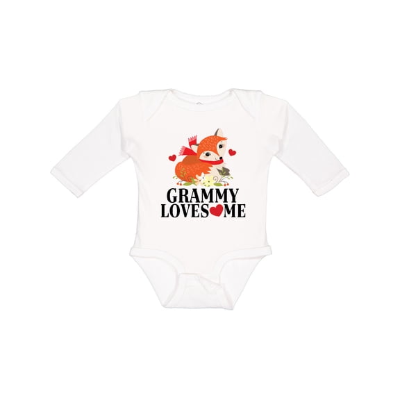 Inktastic Grammy Loves Me Woodland Fox Girls Long Sleeve Baby Bodysuit