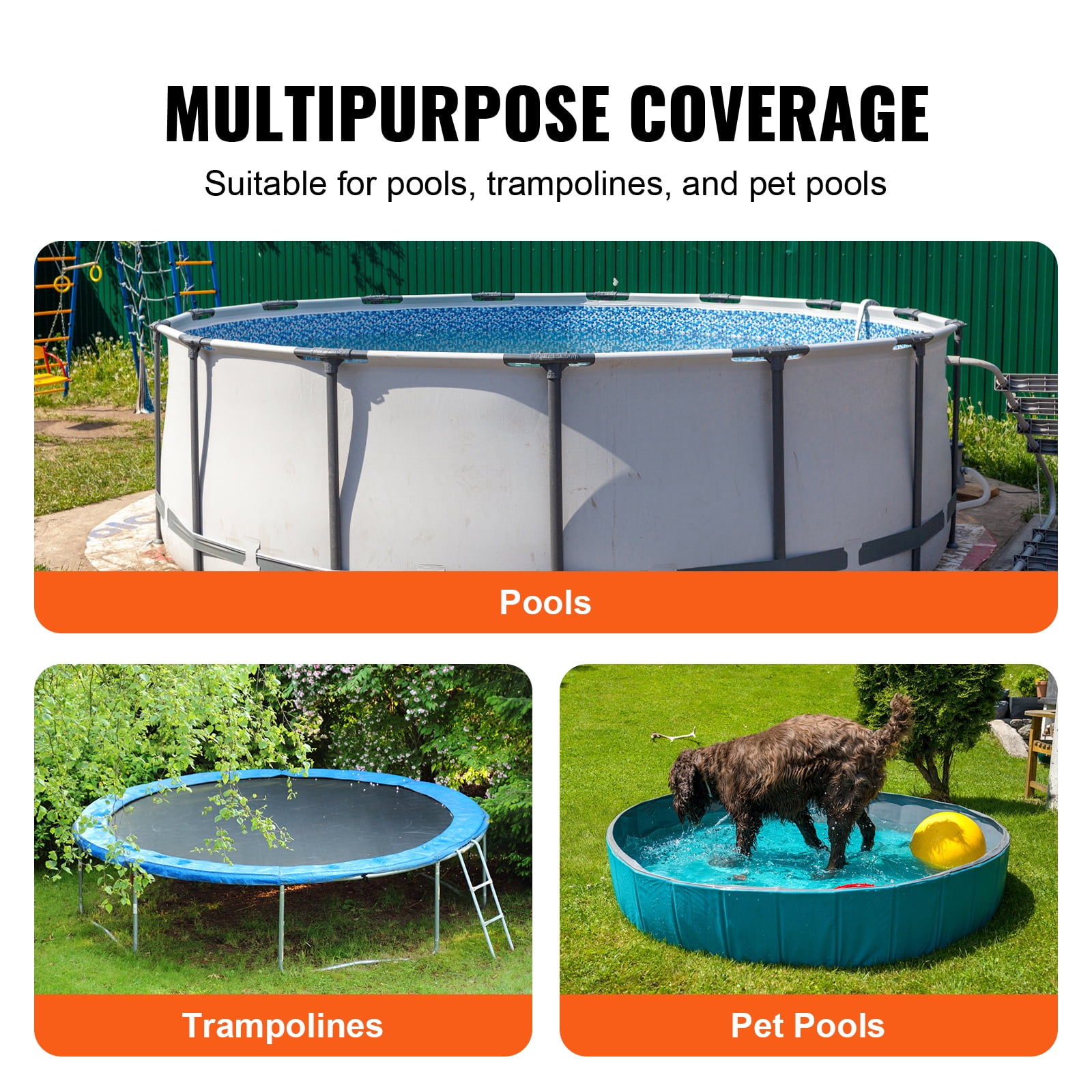SKYSHALO Round Pool Cover, 18 Ft PVC Swimming Round Pool Solar Cover Above Ground Drawstring Design Inflatable Pools Cover, Black