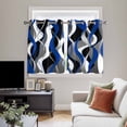 thumbnail image 5 of Blue Black Stripes Kitchen Curtains Short 54 Inch Length, Modern Abstract Ombre Grey White Lines Grommet Top Bedroom Living Room Curtains, Light Filtering Cafe Curtain Drapes 2 Panels Set 84''x54'', 5 of 9