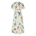 thumbnail image 4 of Summer Fashion Maxi Dress for Women 2024 Short Sleeve Round-Neck Plus Size Loose Bohemian Flower Printed Beach Long Dress Gift for Women 50% off Clearance!, 4 of 4