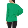 thumbnail image 3 of Women's Solid Long Sleeve Jersey Dolman Style Boat Neck Casual Tee Top S-3XL, 3 of 3