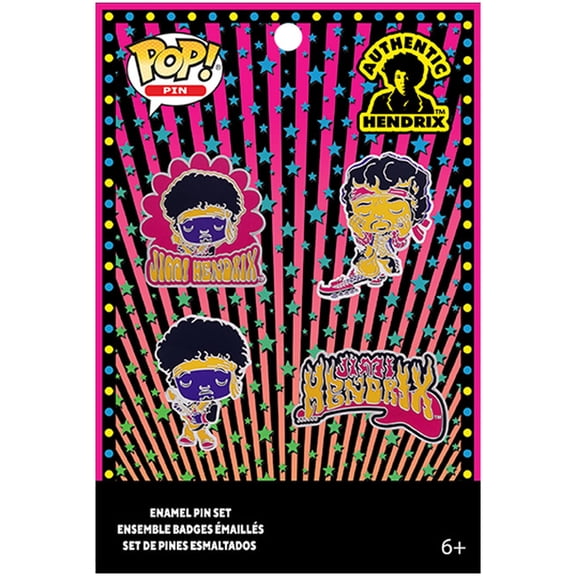 FUNKO POP! 4PK PIN SET: JIMI HENDRIX - FLAMING GUITAR