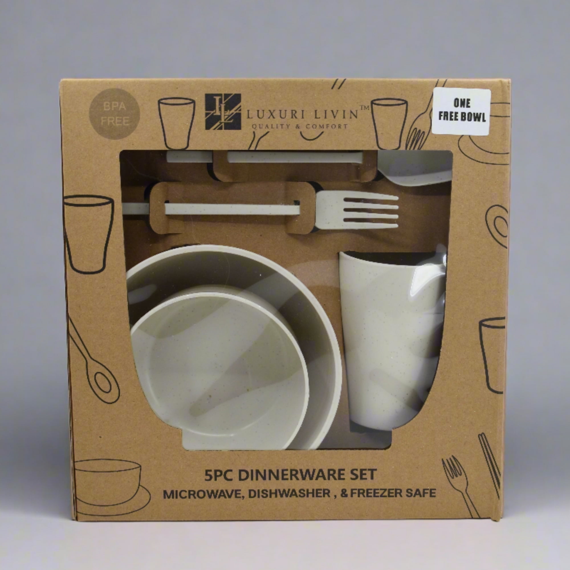 Dorm Dinnerware 5 pcs Set with One Free Bowl