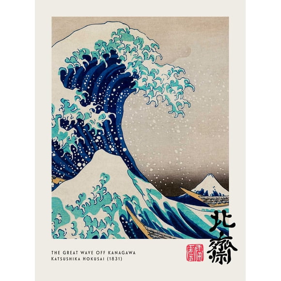 Vintage The Great Wave Katsushika Hokusai Poster Waterfall Canvas Painting Print Japan Exhibition Wall Art Picture Home Decor. Size: 50*70 cm, unframed.,SKU-1