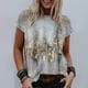 thumbnail image 2 of Moda Mujer Causal Rounk Cuello Impresión Blusa Manga Corta Camiseta Verano Tops Fridja bn4280, 2 of 5
