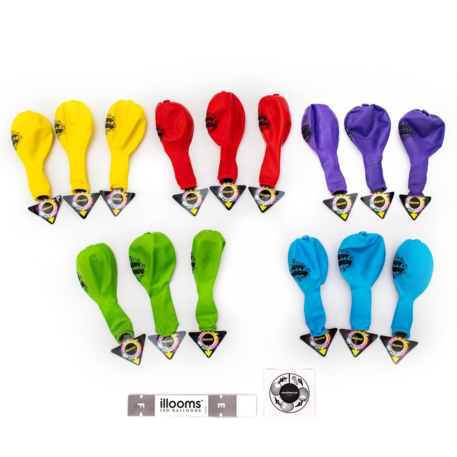 Ballons illuminés illooms à DEL de couleurs mixtes imprimé de « Happy Birthday » Paq. de 15