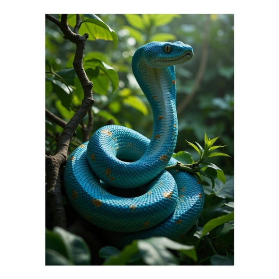 Diamond Art Kit for Adults, Blue Serpent Coiled In Foliage Diamond Painting for Adults Beginners, DIY Diamond Art Painting Kits, 5D Diamond Painting Crafts for Home Decor 12x16 Frameless