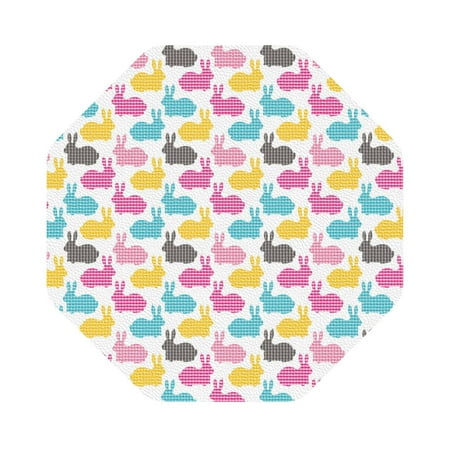 

Qekee Colorful Rabbit Print PU Leather Absorbent Coasters Leather Coasters Set for Cups Drinks 4 Coasters 6 Pcs for Coffee Bar Home Decor Octagon
