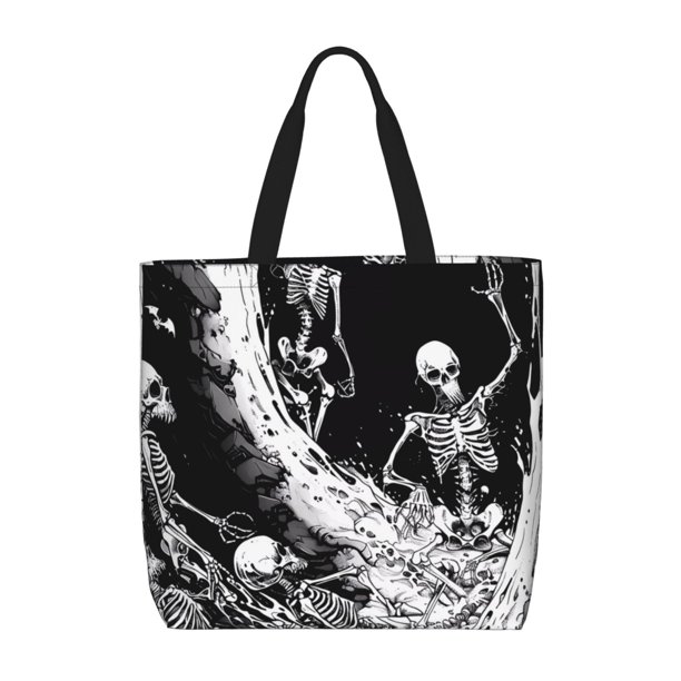 Balery Skeleton Wave Artwork Bolsa de Mano para Mujeres con Cremallera, Bolsa de Gimnasio con Compartimentos, Bolsa para Laptop, Bolsa para Trabajo