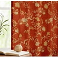 thumbnail image 5 of Vargottam Cotton Rod Pocket/Back Tab Curtains - 96" Floor-Length Drapes for Long Doors or Large Windows - Light Filtering, 3-in-1 Header - Set of 2, 52"x96" - Motif Vine Design (Orange), 5 of 8