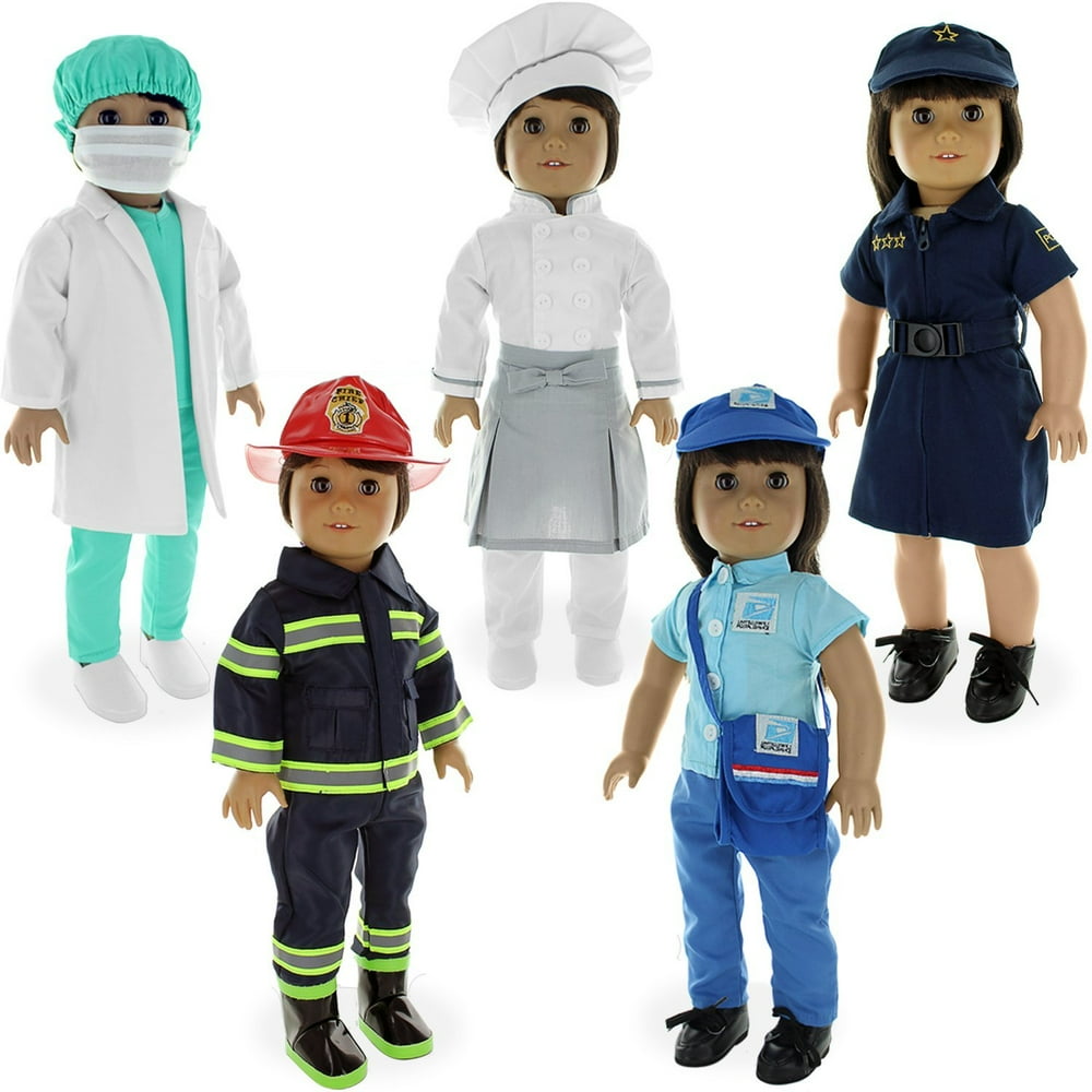 Doll Clothes 22 pieces 5 Sets Labor & Career Outfit Sets Fits