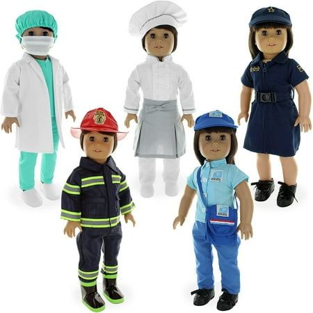 Doll Clothes - 22 Pieces - 5 Sets - Labor & Career Outfit Sets Fits American Girl Dolll And Other 18 Inch Dolls