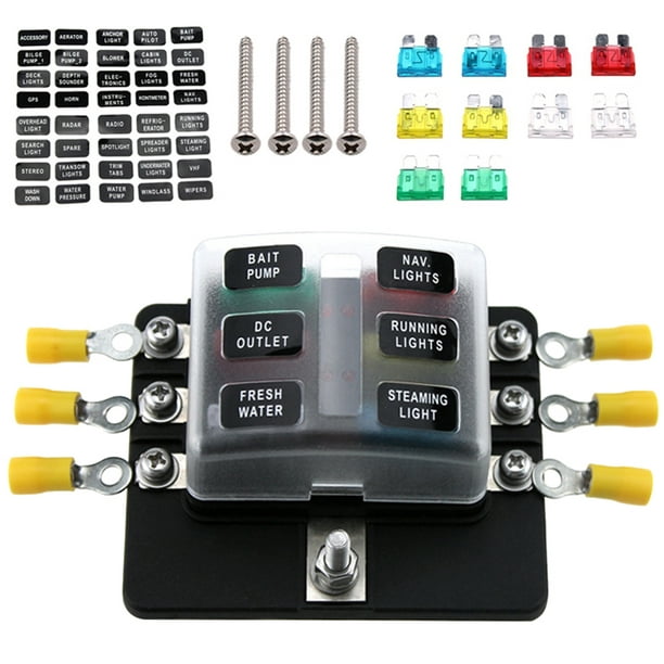 6 Way Blade Fuse Box Holder Standard Blade Fuse Blocks With Led Indicator 10pcs Fuses 10pcs 8523