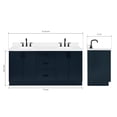 thumbnail image 3 of Ariel Kelly 72 Inch Double Oval Sink Bathroom Vanity With Carrara White Quartz Countertop 1.5 Inch Edge In Midnight Blue, 3 of 12