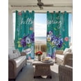 thumbnail image 6 of Hello Spring Blackout Curtains for Bedroom Living Room Darkening Curtains 63 Inches Long Pastoral Purple Bottle Floral Dark Green Wood Window Curtain 2 Panels Set Window Treatment Drapes 42"x63", 6 of 9