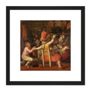 Vinckboons The Peasants Sorrow Painting 8X8 Inch Square Wooden Framed Wall Art Print Picture with Mount