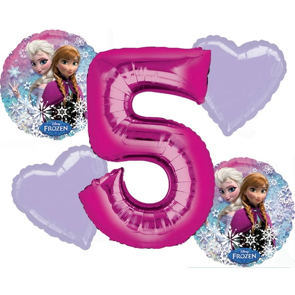 Frozen Balloon Bouquet 5th Birthday 5 pcs - Party Supplies